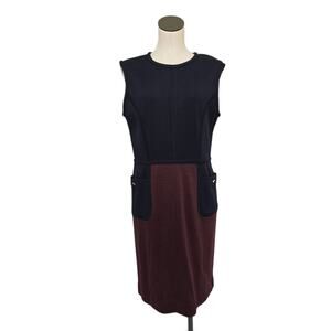 Tory Burch Ponte Knit Sheath Dress Size Large Colorblock Wool Blend Sleeveless‎